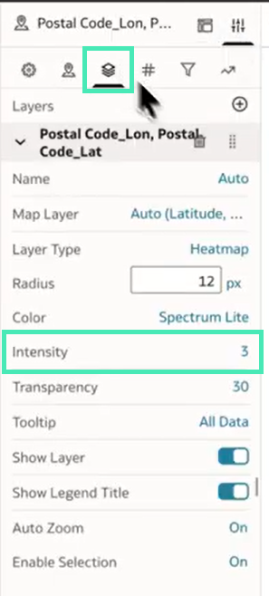 Map visualisation: Intensity control