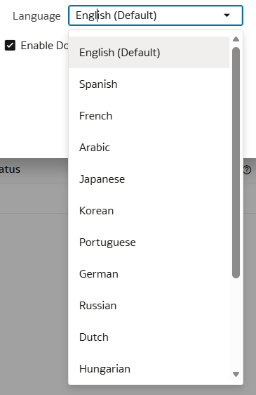 Language options when adding new documents to an AI Agent