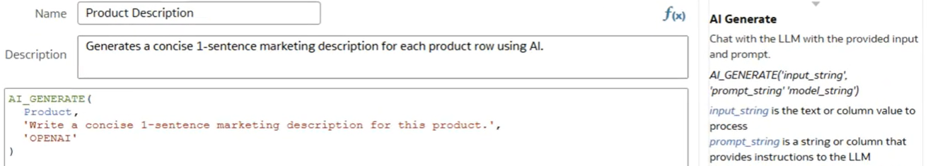 Using the AI Generate function