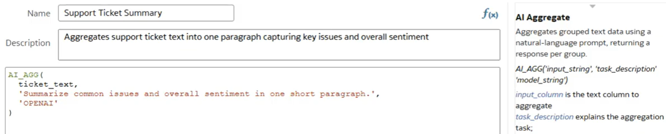 Using the AI Aggregate function
