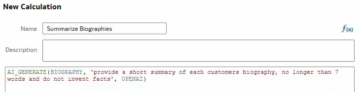 Using AI Generate to summarise the Biography column