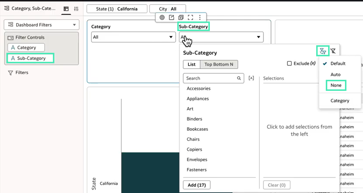 Unlinking the Sub-Category filter from geographical selections
