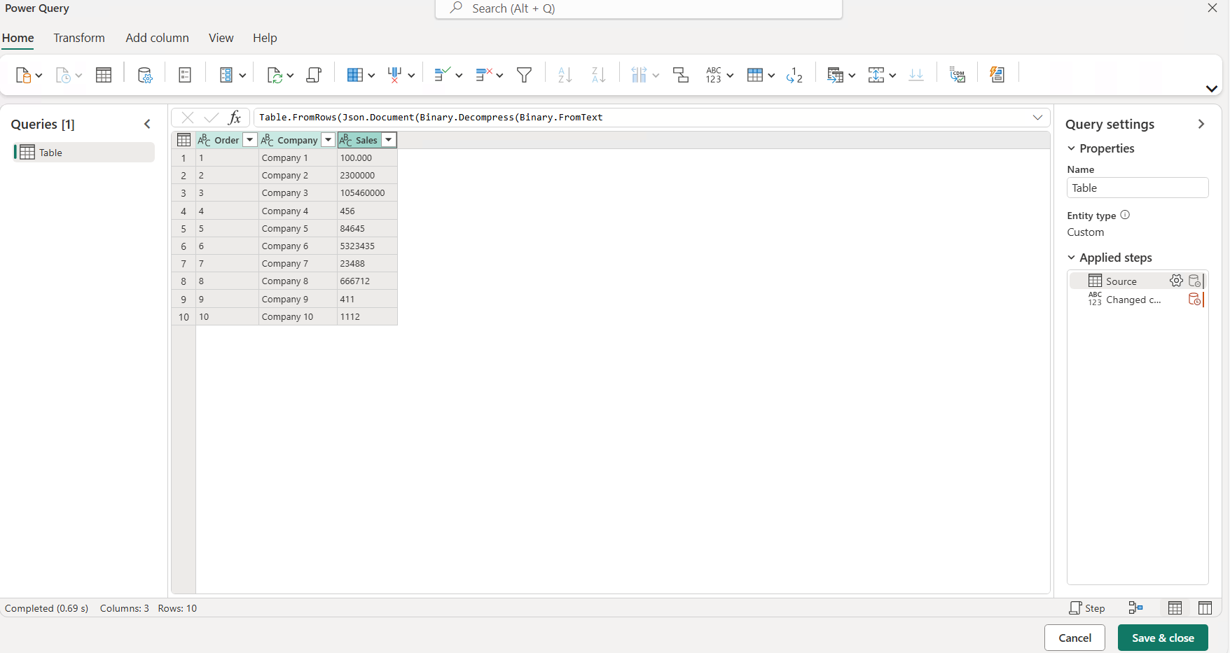 Figure 4: Dataflow settings
