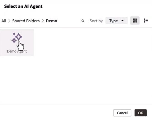 Figure 06: Selecting the AI Agent to use in the workbook