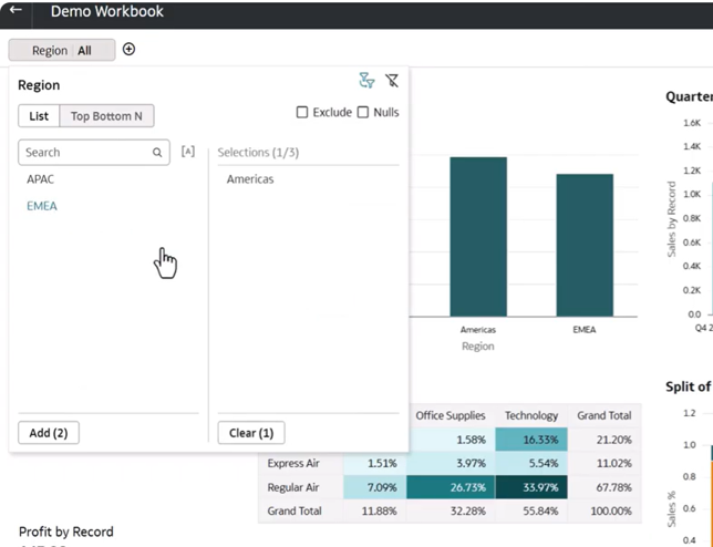 Figure 09: Changing the workbook filter