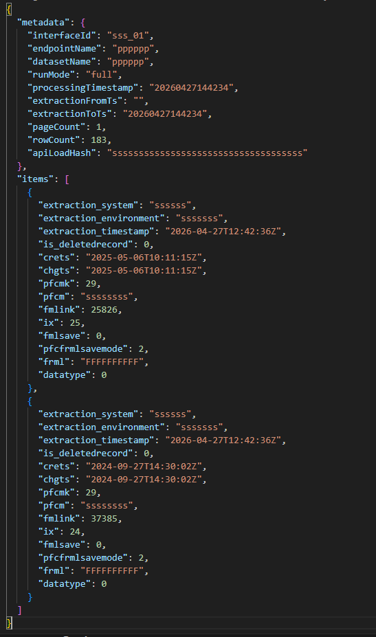Figure 3: Example JSON payload when deploying to production