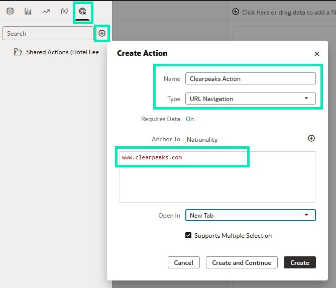 Actions pane