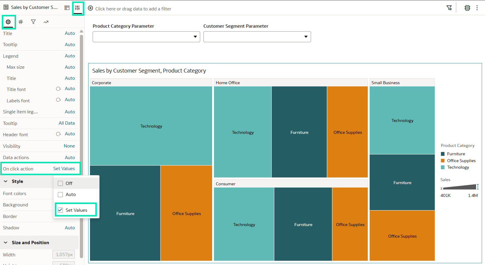 Connect a Data Action to the visualisation