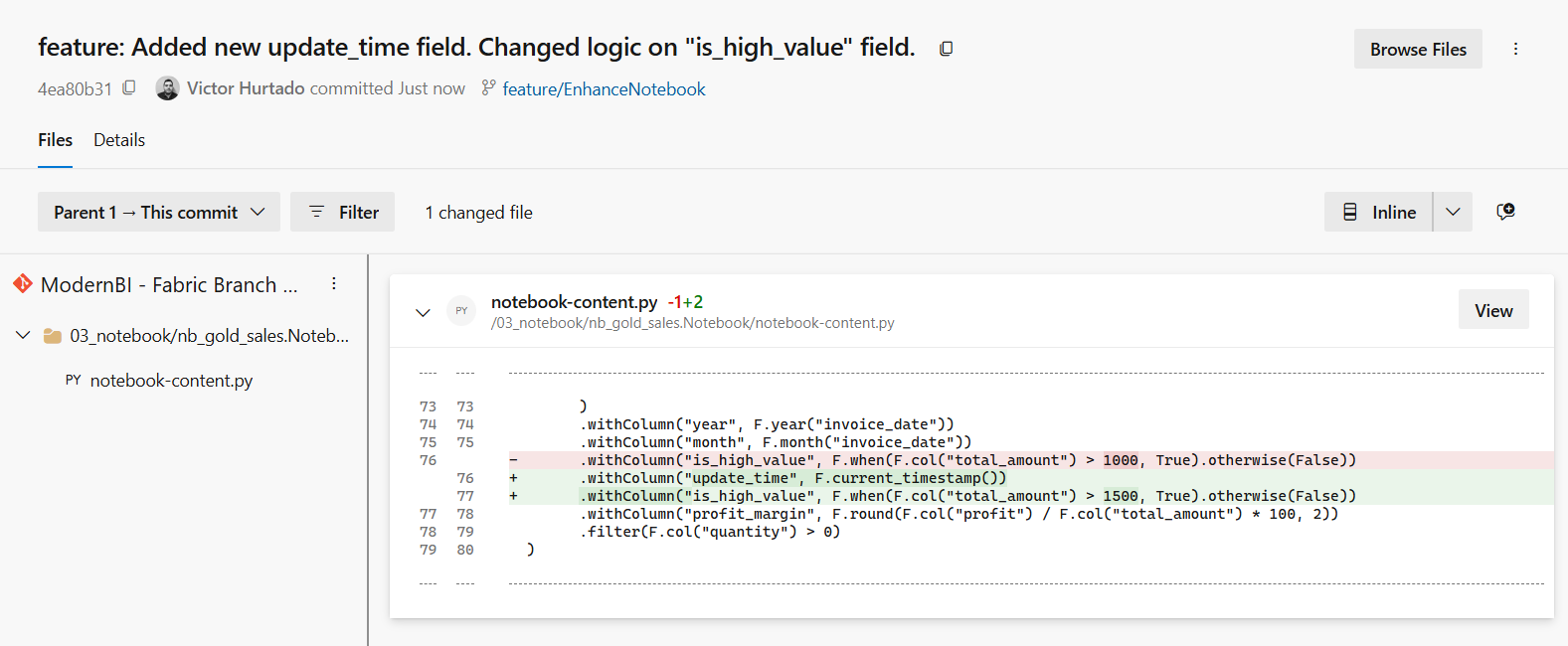 Commit in Azure DevOps