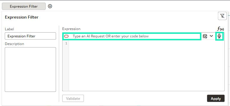 Figure 13: Expression Filter dialog with Expression Assistant
