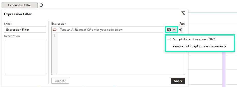 Figure 14: Data source selector