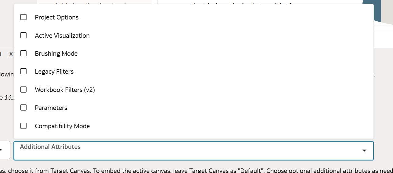 Figure 28: Additional Attributes available for the embedded canvas