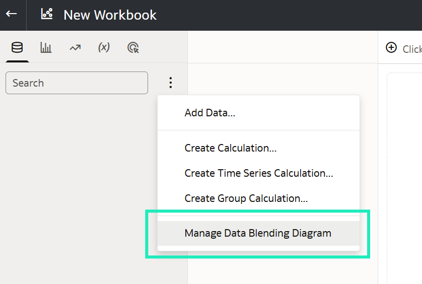 Figure 39: Manage Data Blending Diagram option in the overflow menu